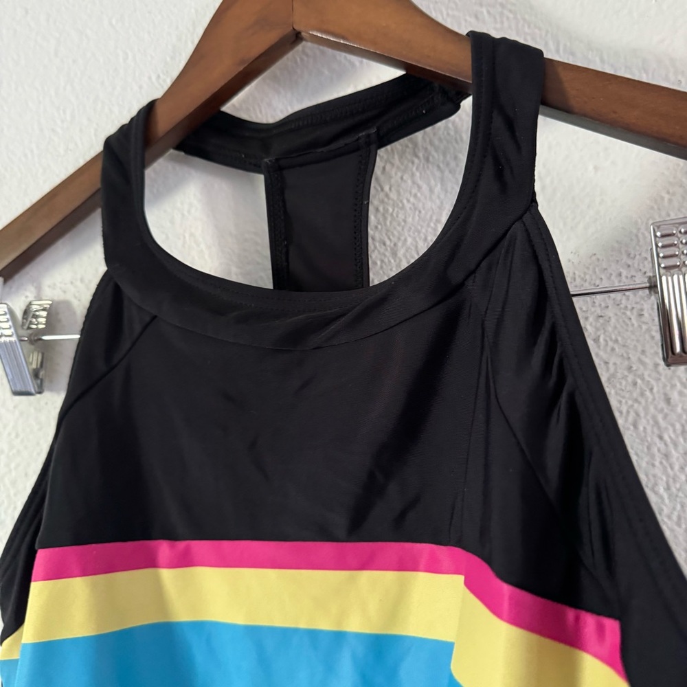 Rainbow Retro Sporty Swimsuit 2 Piece Surfing Tankini Sporty Medium Athleisure - Picture 5 of 16